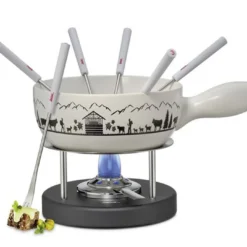 Rabatt 👍 Spring Montana Fondue Garnitur Weiss/Schwarz 22 Cm 🛒