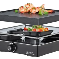 Blitzangebot 🤩 Spring Raclette Schwarz Mit Alugrillplatte Eu Raclette4 Classic ⌛