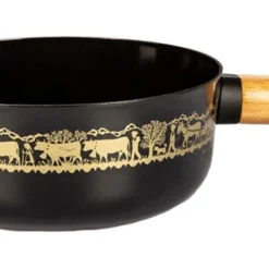 Bestes Angebot 🔔 Stöckli Käsefonduecaquelon Emotion Alpaufzug Mit Holzgriff Schwarz ✨